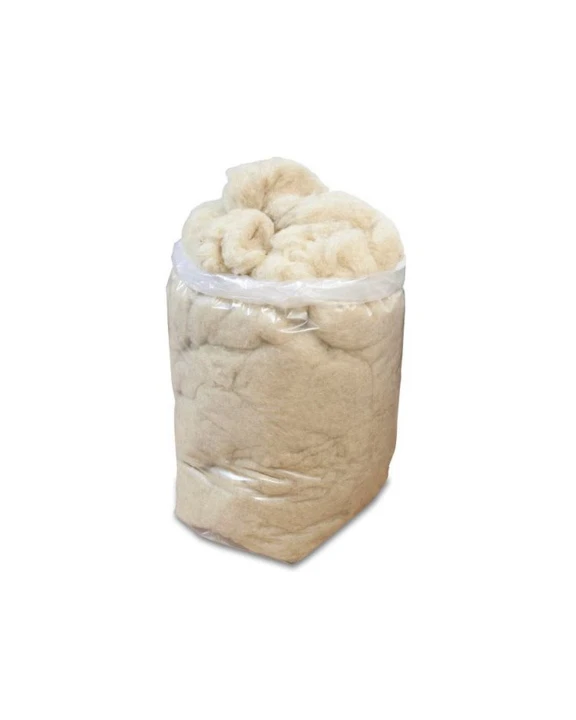 Opakowanie 5 kg sypkiej izolacji z owczej wełny ISOLENA – gotowe do precyzyjnej aplikacji w budownictwie ekologicznym.